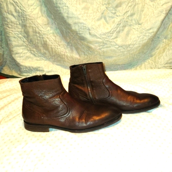 H By Hadson London brown leather zip mens ankle boots size 41 Portuguese/8.5 US - Picture 1 of 13